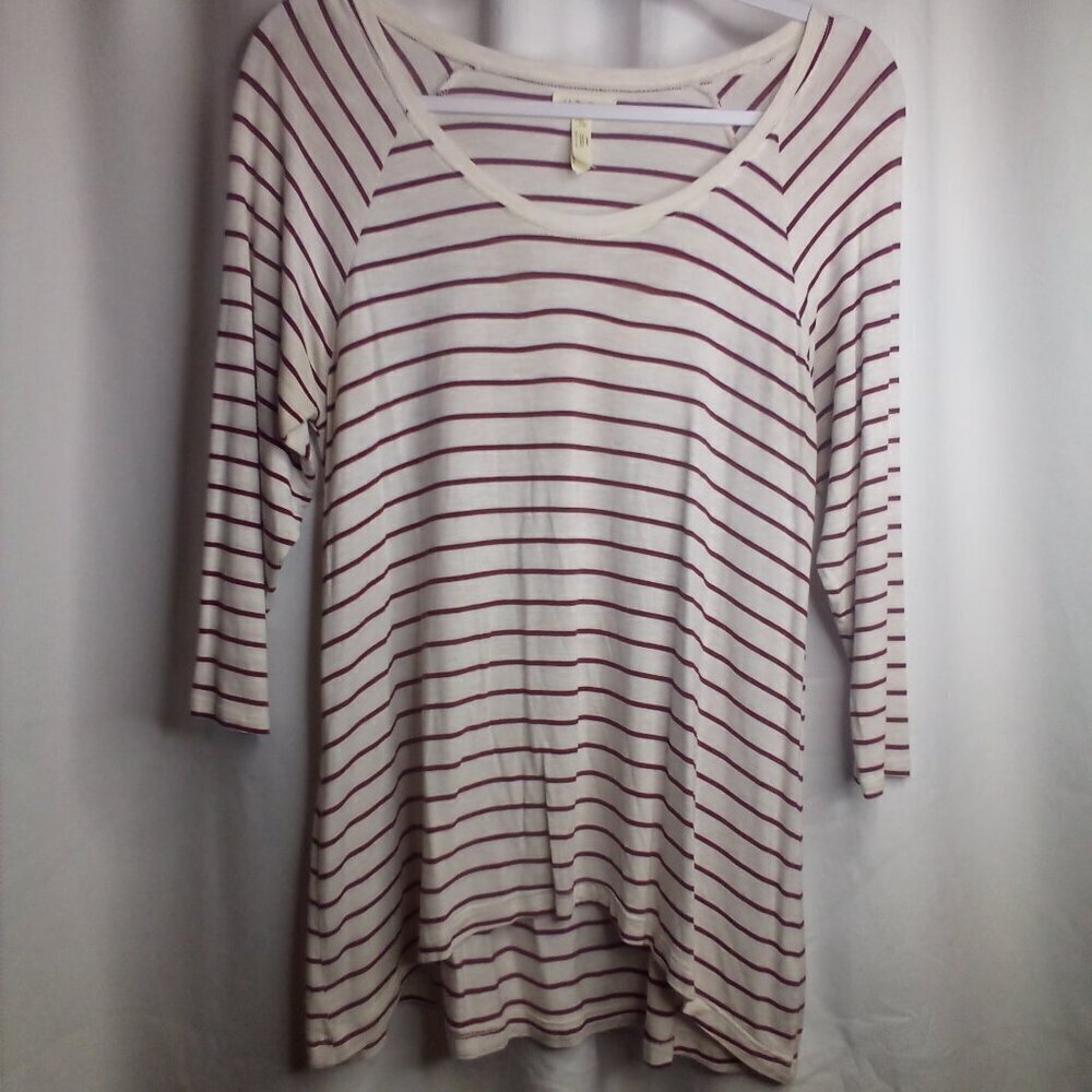 Matilda Jane Tunic Top XS Women 3/4 Sleeve Stripe White Red